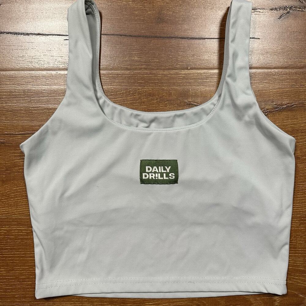 Daily Drills Crop Tank Top Womens S Gray Lined Athletic Performance Running Gym